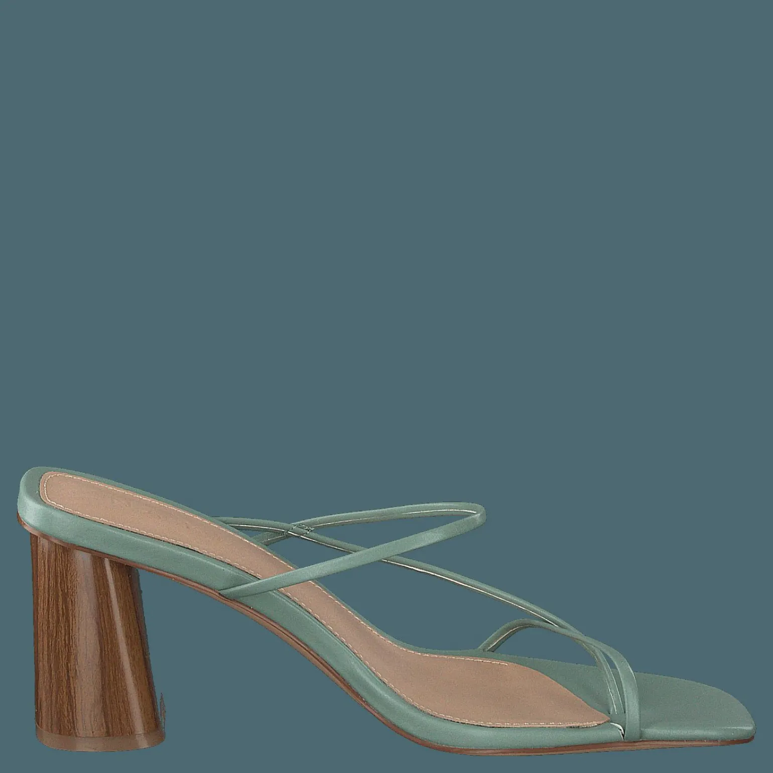 Fine Strappy Block Heel Pastel Green