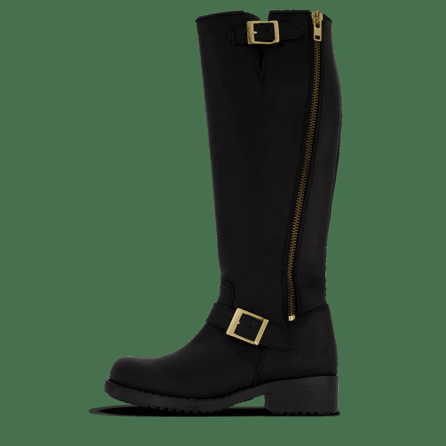 High Boot Double Zip Black / Shiny Gold