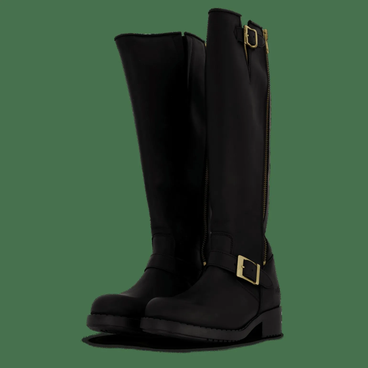 High Boot Double Zip Black / Shiny Gold