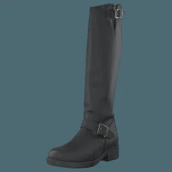 High Zip Back Black Shiny Silver