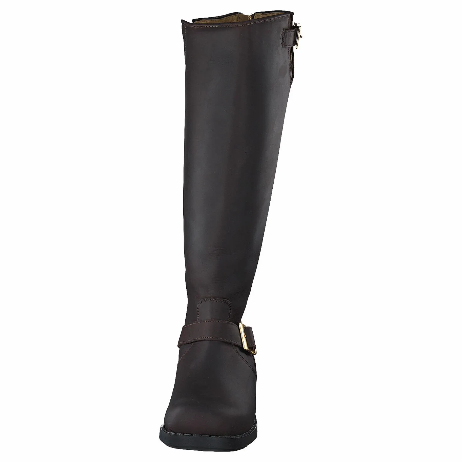 High Zip Back Brown Shiny Gold