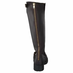 High Zip Back Brown Shiny Gold