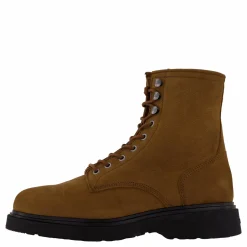 Lace Up Boot W/ Zip Suede Snuff Brown